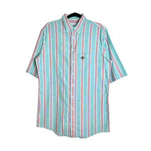 Vtg Saddlebrook Mens Striped Shirt L Embroidered Bird Classic Coastal Western
